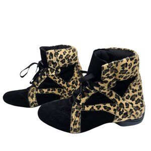 Jose Botta Leopard Print & Black Dance Shoes Handcrafted Never Worn Sz 9.5 Women